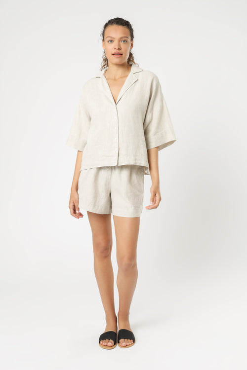 Nude Linen Lounge Shirt- Natural