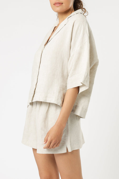 Nude Linen Lounge Shirt- Natural