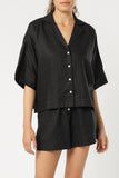 Nude Linen Lounge Shirt- Black