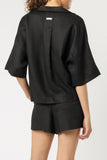 Nude Linen Lounge Shirt- Black