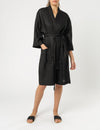 Nude Linen Lounge Robe- Black