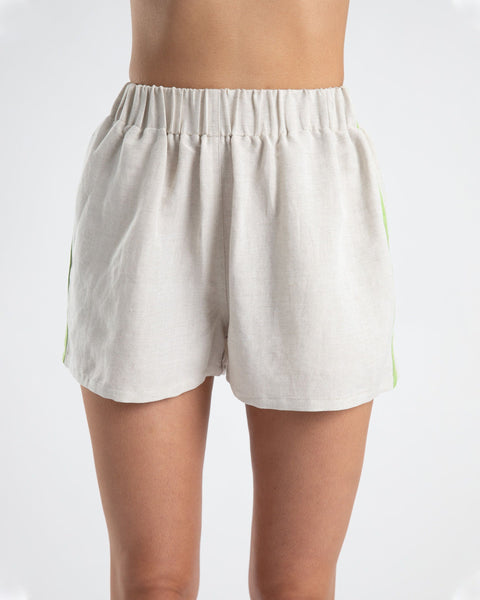 LINEN SHORT- SILVER