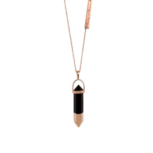 Tipped Mineral- Black Onyx/Rose Gold