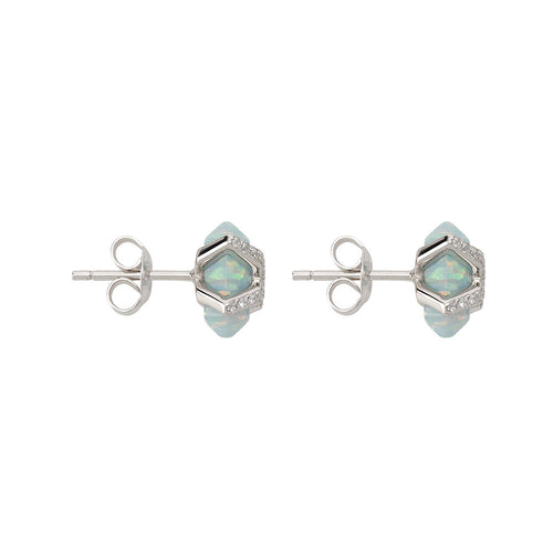 Parisian Dusk Mineral Stud Earring- Opal/Silver