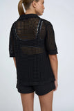 Picot Knit Shirt- Black