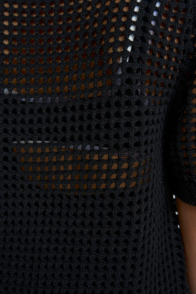 Picot Knit Shirt- Black