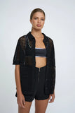 Picot Knit Shirt- Black