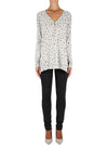 Pieces Of Artwork Zip Sweater- Grey/ Black Dots