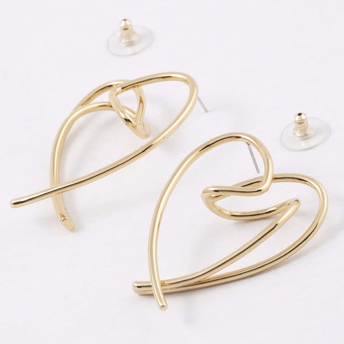 Fatiha Heart Earrings- Gold