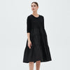 Ribbon tiered combo dress-black