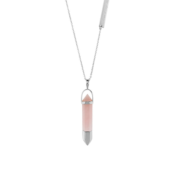 Tipped Mineral- Rose Quartz/ Silver