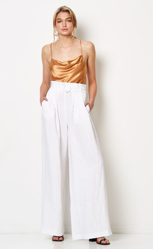 Silver Palms Pants- White