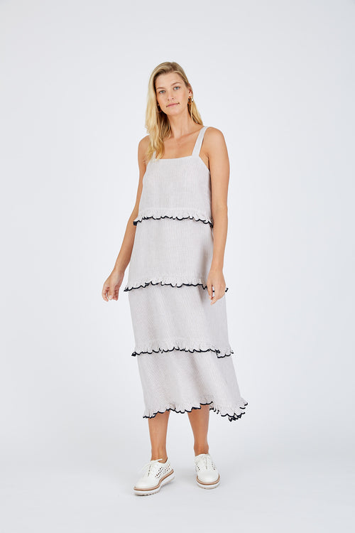 Clementine Maxi Dress- Beige Stripe