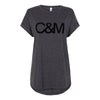 Black Logo Roll Sleeve Tee