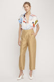 Drop Shoulder Silk Shirt- Flowers