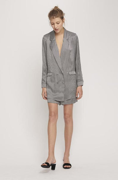 Relaxed Silk Blazer- Houndstooth