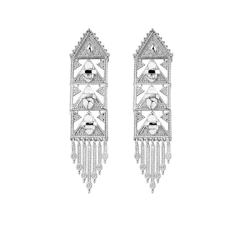 Spanish Moss Grand Earrings- White Howlite