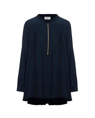 Swing Back Zip Top- French Navy