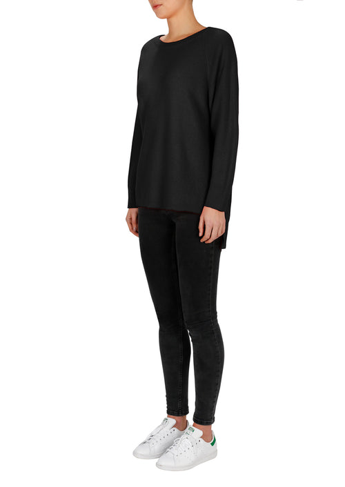 Superluxe Oversized Open Back Sweater- Black