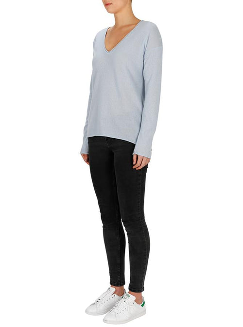 Superluxe Self Roll V-Neck- Pale Blue