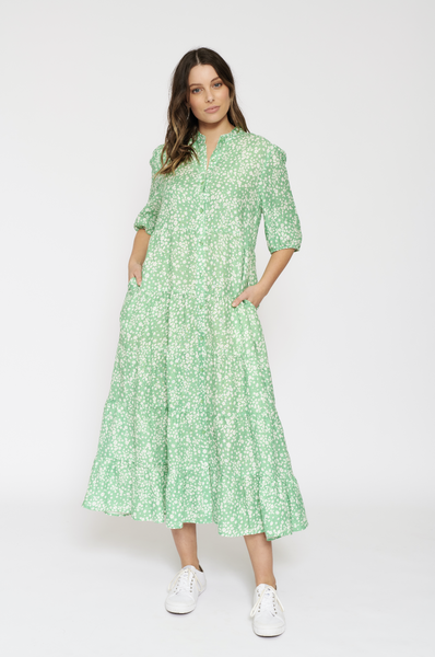 Martina Dress- Basil Ditsy