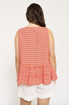 Sleeveless Toffee Tee In Blush Gingham