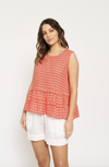 Sleeveless Toffee Tee In Blush Gingham