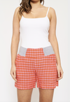 Gingham Midi Shorts- Blush