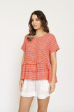 Toffee Tee In Blush Gingham