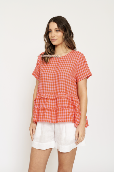 Toffee Tee In Blush Gingham