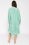 Amelia Linen Dress In Spearmint Gingham