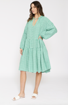 Amelia Linen Dress In Spearmint Gingham