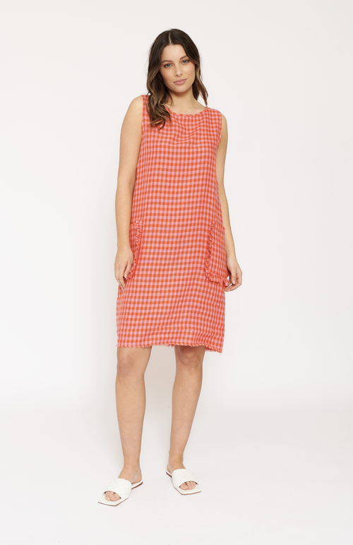 Sienna Dress In Blush Gingham