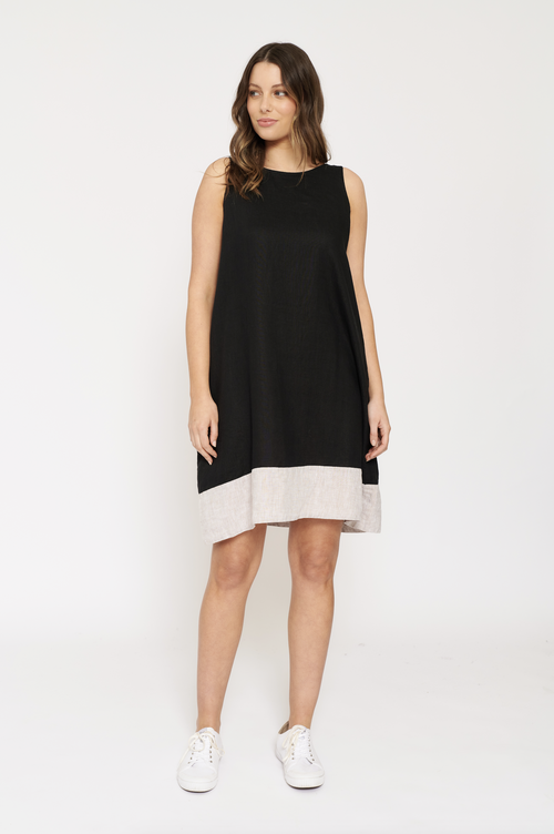 Lenna Linen Dress In Black