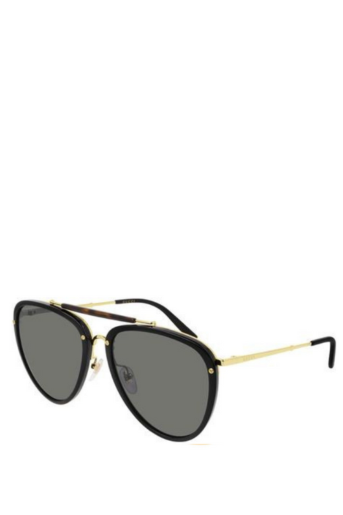 GG0672S001 - Black Aviators with Black Lens