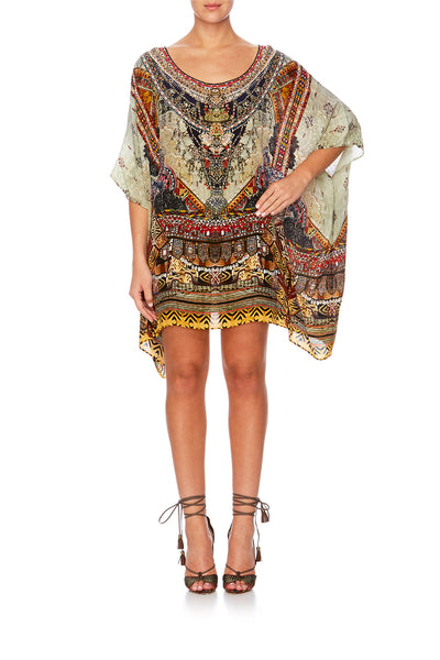 Short Round Neck Kaftan- The Caravan