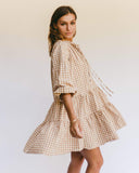 Avalon Smock Dress- Caramel Gingham