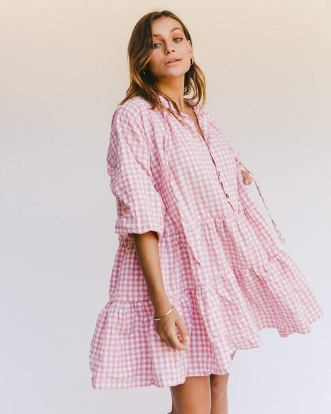 Avalon Smock Dress- Candy Gingham