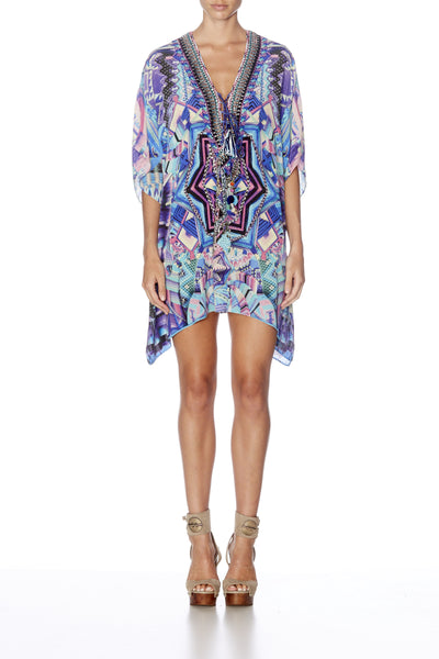 Short Lace Up Kaftan- Threads Of Cosmos