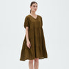 Tired linen dress-deep moss