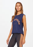 Cropped Muscle Tank- Navy