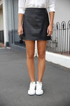 A-Line Leather Skirt- Black