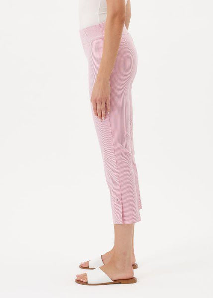 25inch Crop Pant with Button Detail in Pink White Stripe