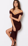 Cindy Off Shoulder Dress- Wine