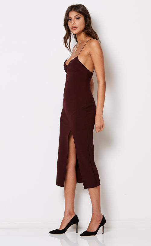 Cindy Midi Dress- Wine