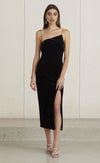 Velour Asym Dress- Black