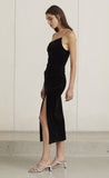 Velour Asym Dress- Black