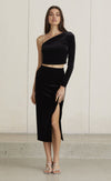 Velour Midi Skirt- Black