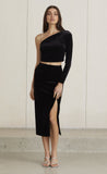 Velour Midi Skirt- Black