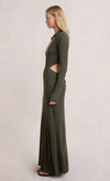 Mila Knit L/S Maxi Dress- Army